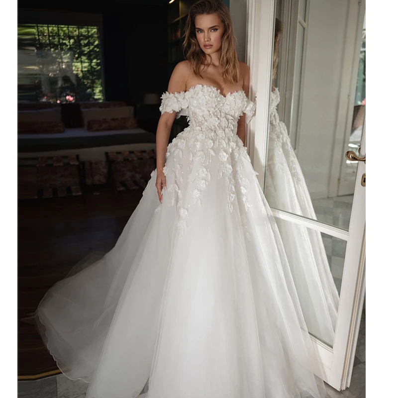 

Блестящее шикарное свадебное платье из органзы с вышивкой, корсетный топ с вырезом в форме сердца, бальное платье без рукавов, Robe De Mariee, на заказ