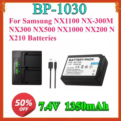 1350mAh BP1030 BP 1030 BP-1030 Battery +Dual Charger for Samsung NX1100 NX-300M NX300 NX500 NX1000 NX200 NX210 Batteries