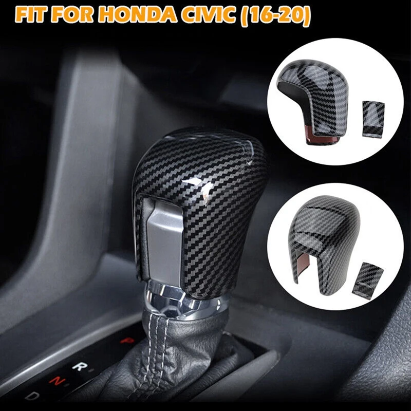 

Carbon Fiber Black Gear Shift Knob Interior Cover Trim For Honda Civic 2016-2021