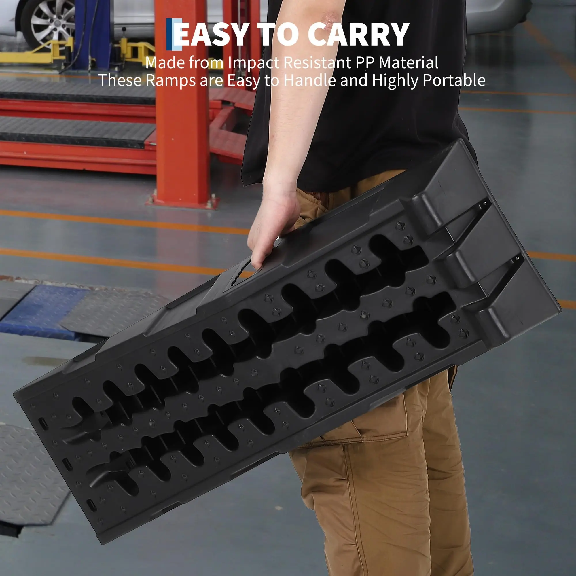 Heavy Duty Low Profile Vehicle Service Ramp – 12,000 LB Capacity Car Ramp for Oil Change & Maintenance, 6.7
