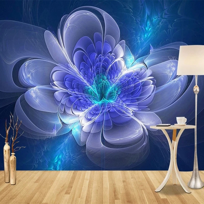 

Customized Wallpaper Modern 3D Abstract Art Blue Flowers Painting Mural Living room sofa TV background wall bedroom restaurant