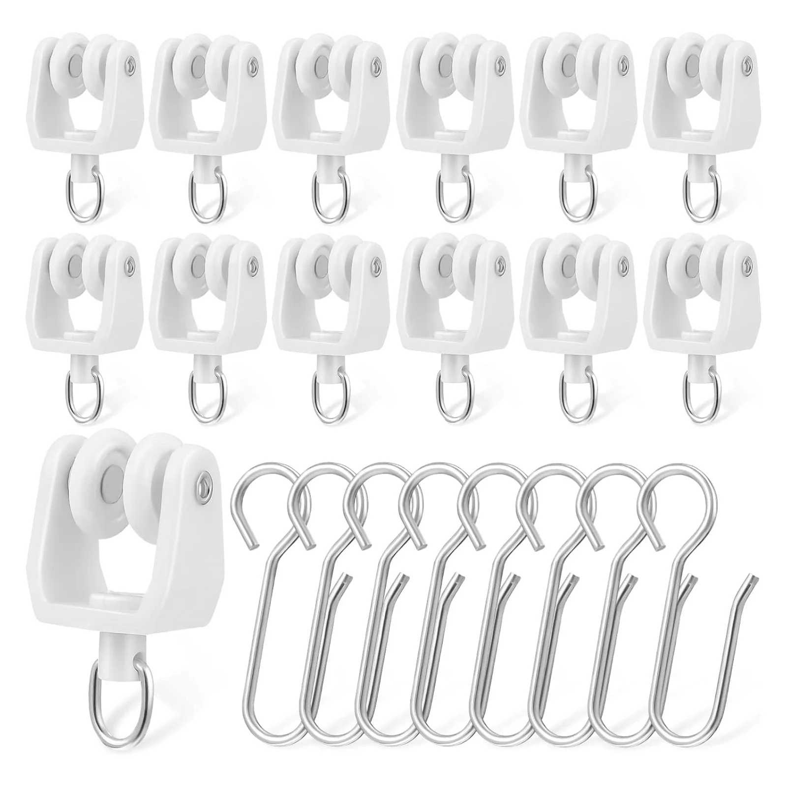 Curtain Track Roller Hooks Engineering Plastic Sliding Rail Wheels Silent Smooth Gliding for Home Office Decor Durable