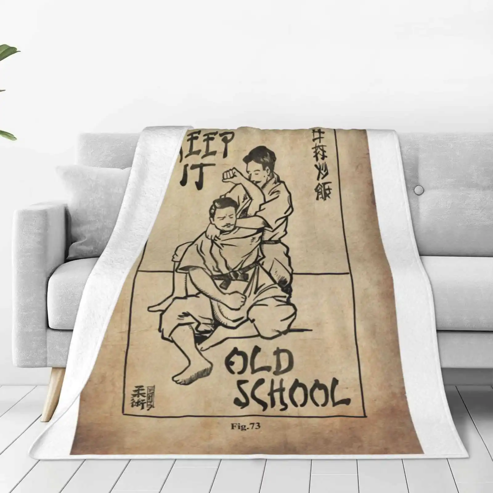 Old School Soft Warm Throw Blanket Bjj Gjj Jiujitsu Jujutsu Martial Arts Combat Fight Comic Judo Gracie Old Man Jiu Jitsu