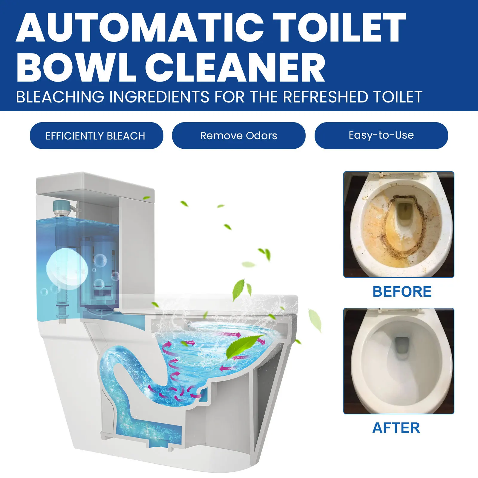 Toilet Cleaning Effervescent Tablets Fast Remover Urine Stain Deodorant Yellow Dirt Automatic Toilet Bowl Cleaner Tablets 12PCS