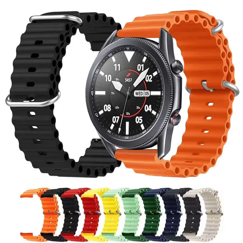 Ocean Silicone Strap For Samsung Galaxy Watch 7 6 5 4 Band 40mm 44mm Classic/Gear S3 20mm 22mm Bracelet For Amazfit GTS 2 3 4
