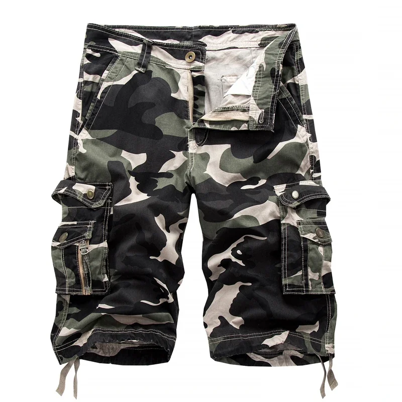 LIBIELIY 2025 Summer Cargo Shorts Men Camouflage Cotton Casual Knee Length Pants Mens Brand Clothing Comfortable Camo Cargo Shor