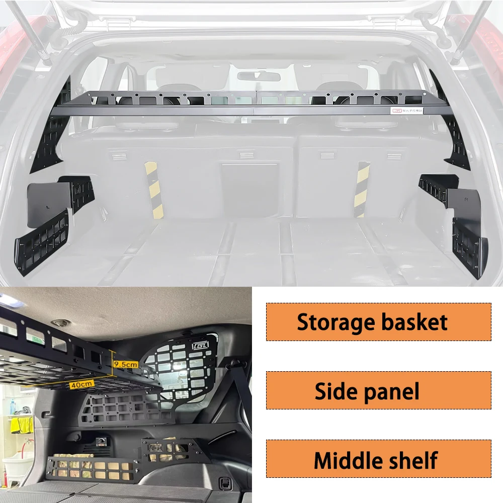 For Nissan Rogue/X-Trail T31 2008-2013 Rear Window Molle Panel Storage Rack Trunk Organizer Shelf Cargo Organizer Luggage Holder