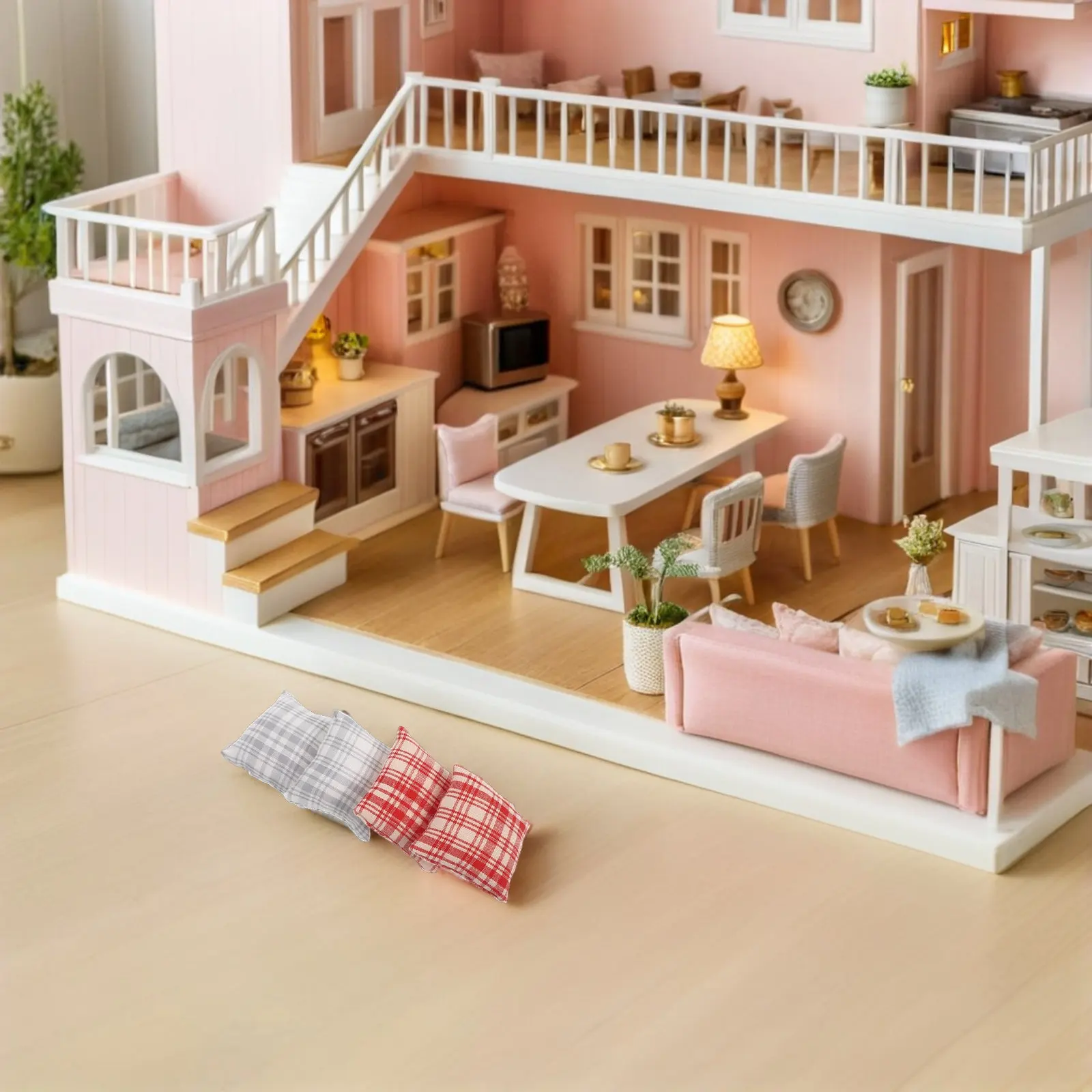 

4Pcs Miniature Simulated Sofa Pillows Soft Cotton Cushions for Dollhouse Sofa Bed Accessories Decor Tiny Throw Pillows for Mini