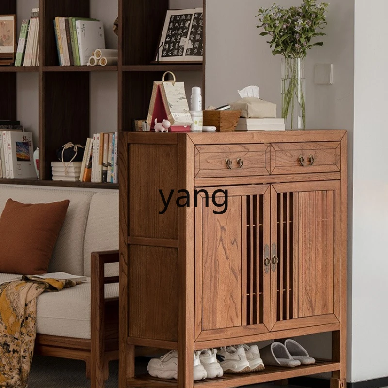 

LZR Old Elm Wood Entrance Storage Cabinet Living Room Simple Entryway Cabinet