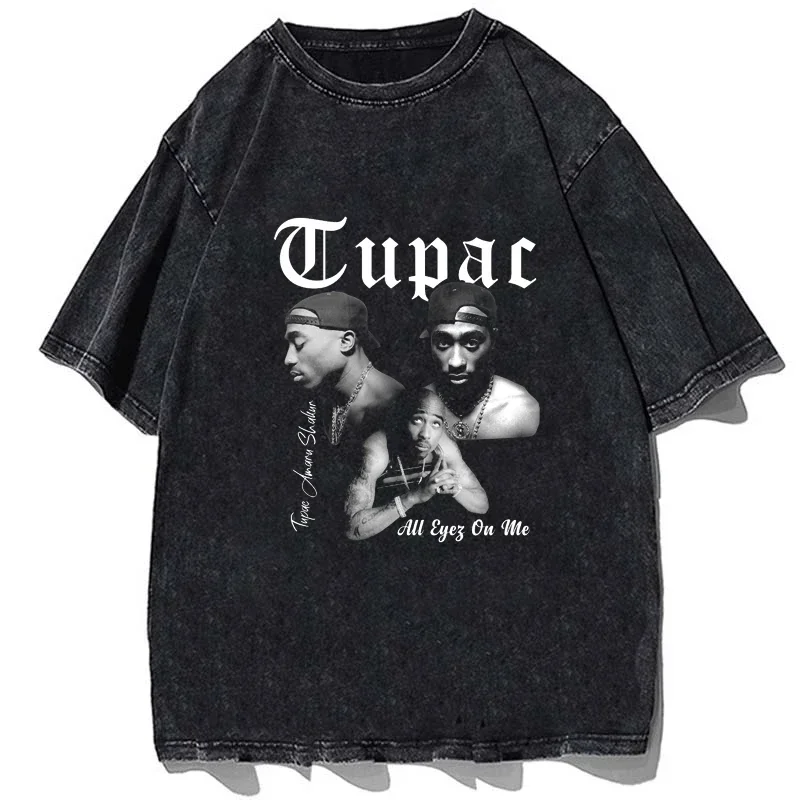 

Women Graphic Cartoon Rapper Tupac 2pac Print T Shirt Short Sleeve Ladies Print Tees Tops Cotton Man Wasehd Vintage TShirt