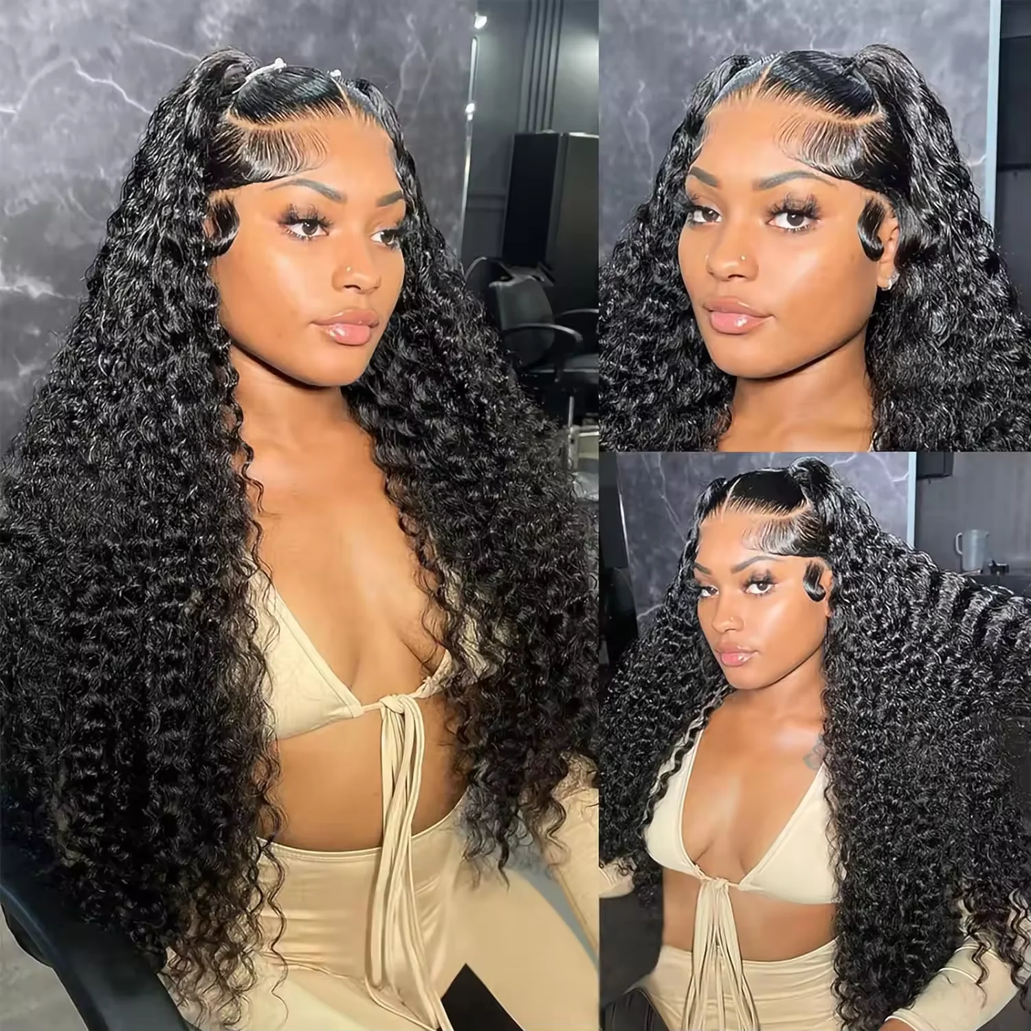 28 34 40 Inch 13x6 HD Lace Front Wigs Loose Deep Wave 220 Density 13x4 Water Curly Lace Frontal Human Hair Wig