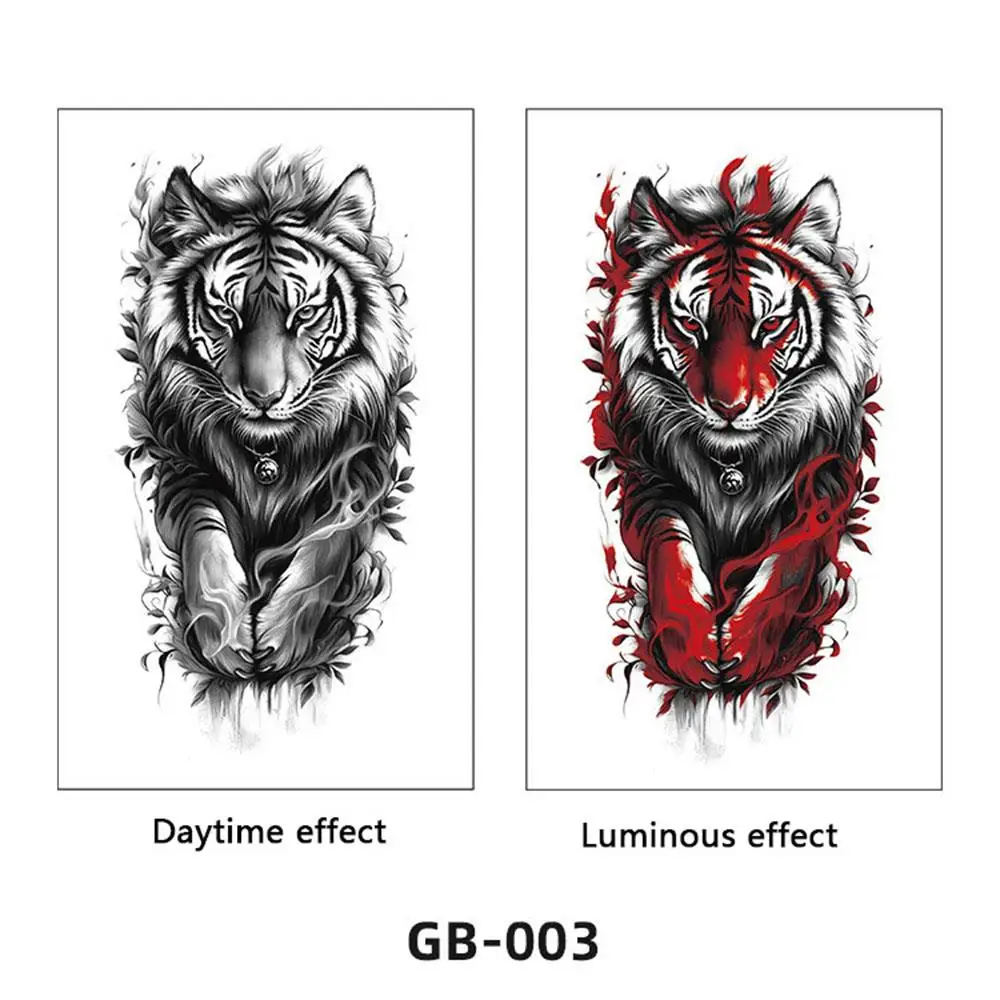 Tijdelijke Fake Tattoo Kleurverandering Water Transfer Paster Langdurig item Kleurrijke Body Art Waterdichte Tijger Tattoo Sticker