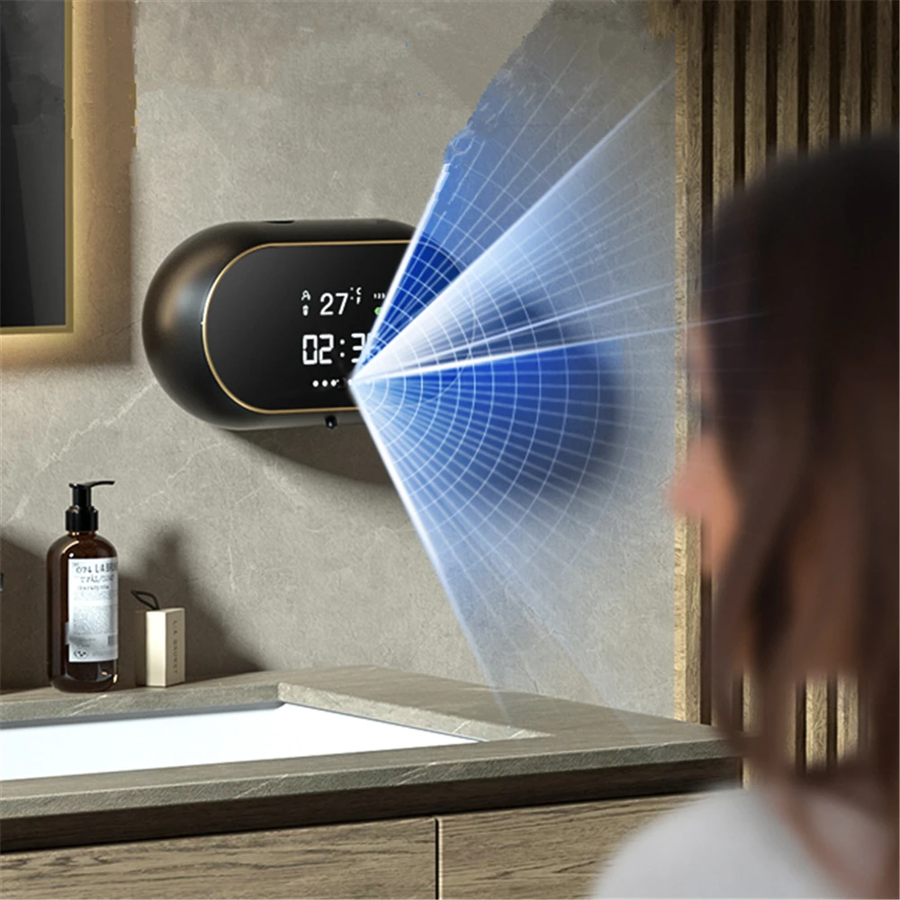 Automatic Soap Dispenser Time Temperature Screen USB Charging Smart Infrared Sensor Foam Machine Auto Induction Liquid Dispenser