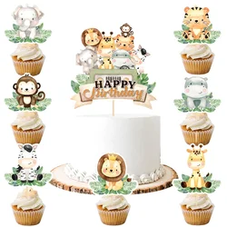 Jungle Animal Happy Birthday Cake Toppers Birthday Cake Decorations for Animal Theme Jungle Birthday Baby Shower Party Supplies