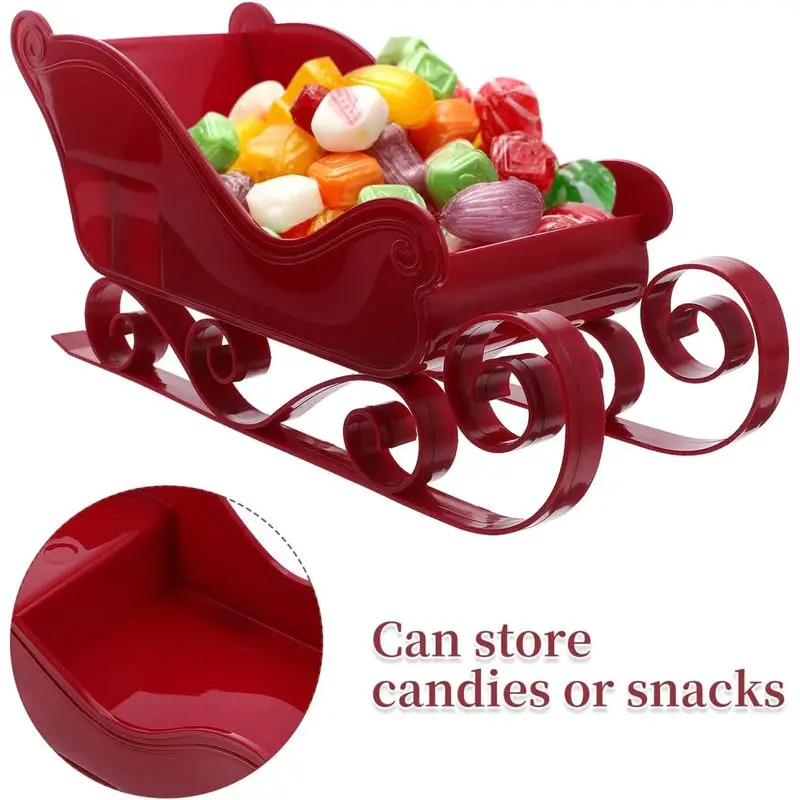 Christmas Santa Sleigh Basket Decor Plastic Mini Xmas Sleigh Candy Basket Set, Empty Plastic Decorative Container