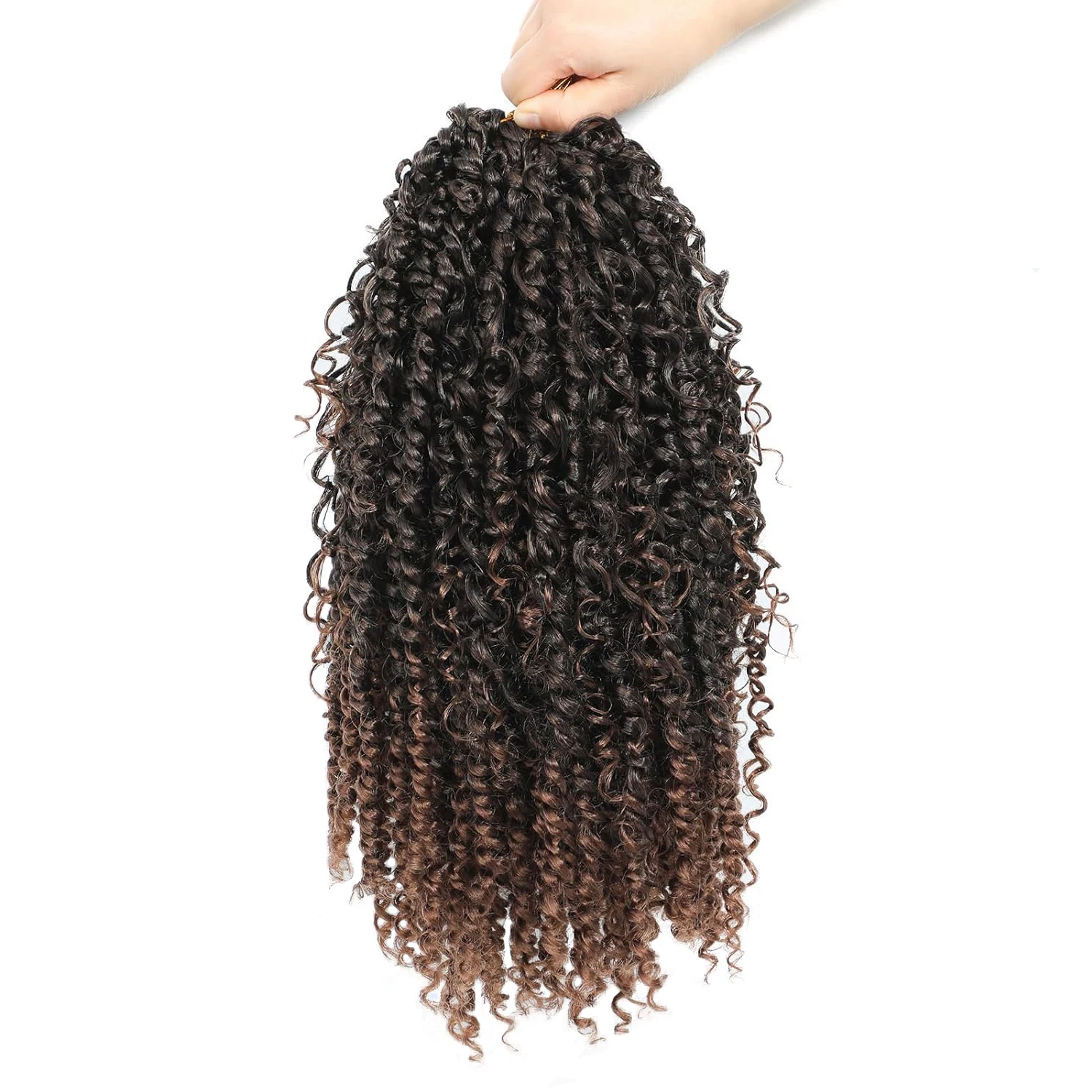 7 paquetes de trenzas torcidas de ganchillo bohemias negras naturales, extensiones de cabello pre-bucle, diosa Passion Twist con extremos rizados sintéticos