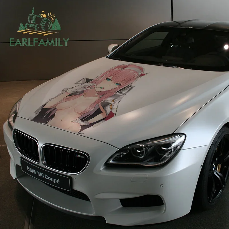 

EARLFAMILY 58cm X 43cm Big Car Stickers for 02 Zero Two Anime Beauty Sexy Decals Vinyl Waterproof Car Wrap Sunscreen Decor