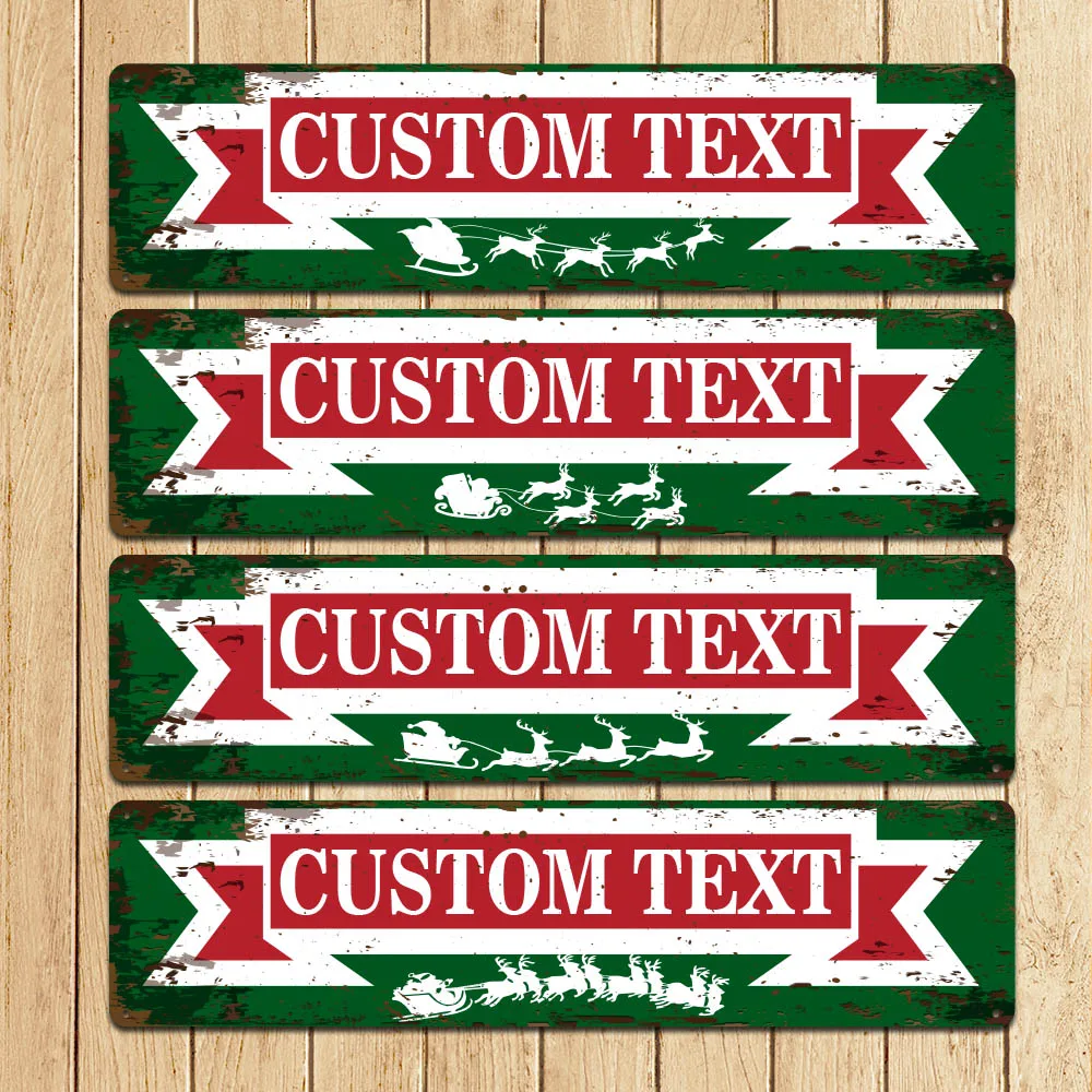 1pc Personalized Christmas Custom Metal Street Sign Customizable Outdoor Custom Text Metal Signs Wall Art, Vintage Metal