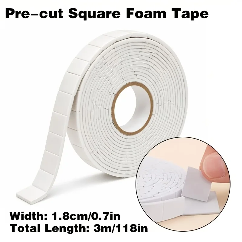 Foam Adhesive Dots, Pre-Cut Double-Sided Foam Tape. Suitable for Card Making, Scrapbooking, Photo Mounting, DIY Crafts