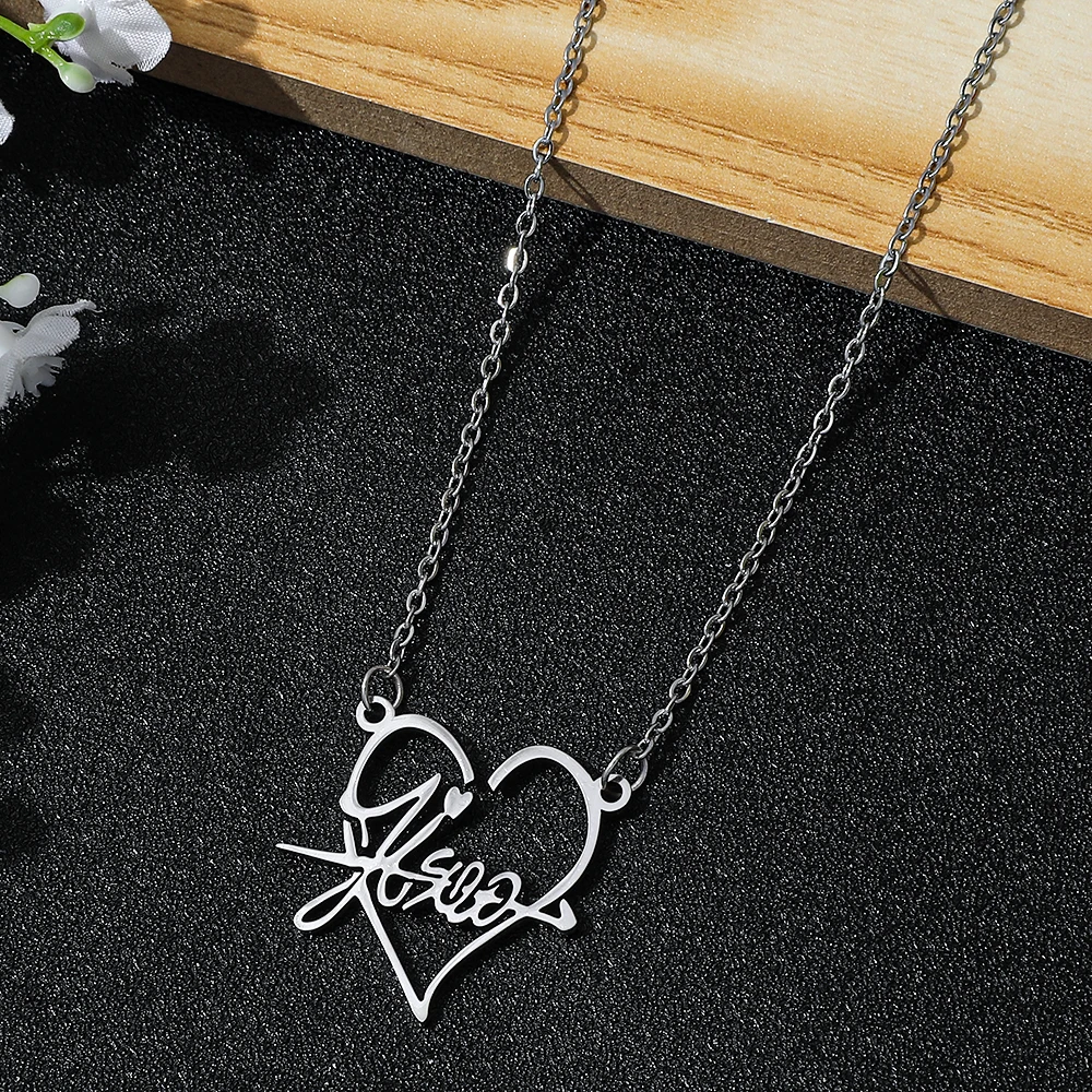 Fashion Simple Heart Shaped Hollow Letter Pendant Charm Necklace - Exquisite Jewelry Gift for Valentine's Day