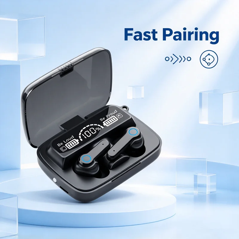 New Earbuds TWS Earphone M19 Intelligente Touch Control Wireless Bluetooth-compatible Headphones Waterproof LED Display With Mic