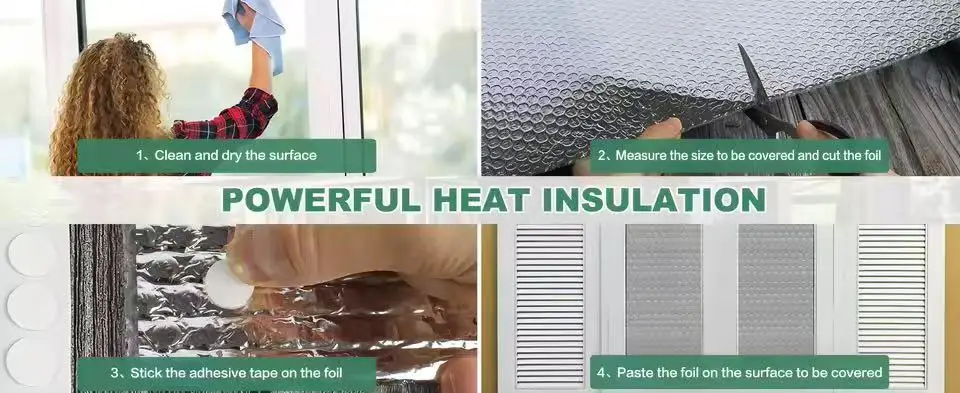 5m Thermische Isolierung Fenster-Sonnenschutzfolie Anti-UV Fensterfolie Hitzeabweisende Doppelseitige Aluminium-Schaum Wärmeschutz-Fensterabdeckung – Detail 1