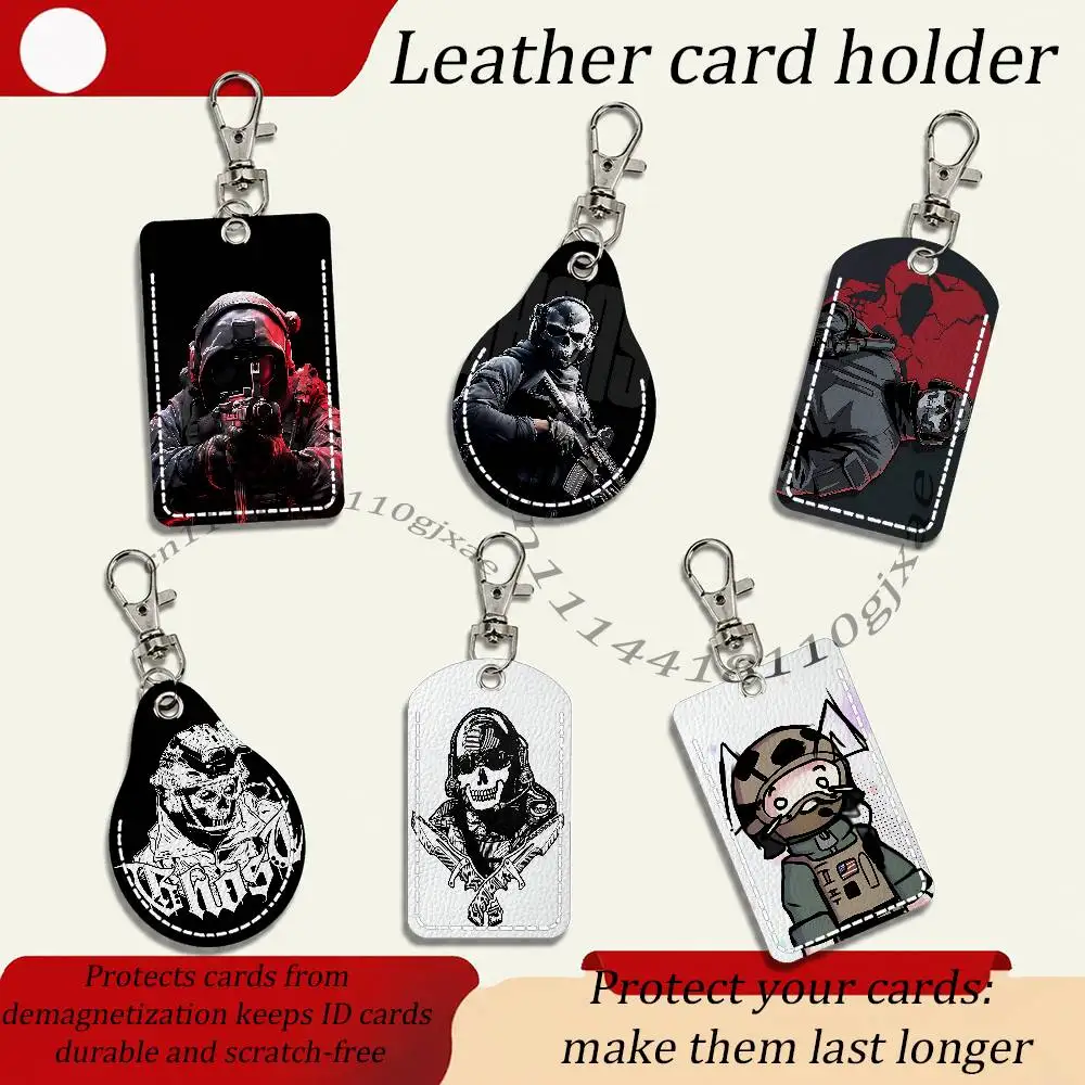 G-Gary R-Roach S-Sanderson Round Card Case Leather Card Holder Keychain Key Ring Transportation Card Case With Lanyard