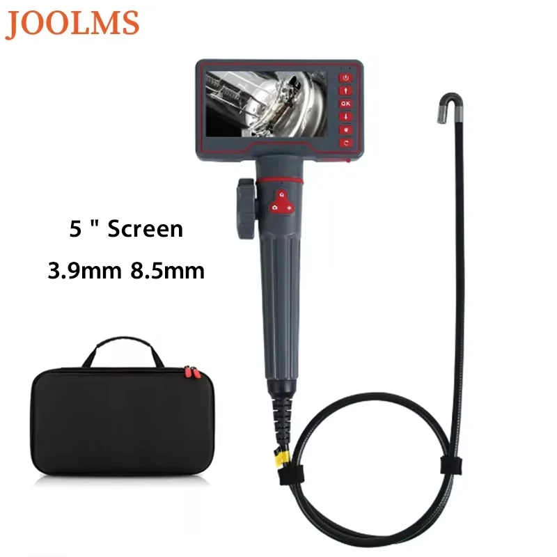 3.9/8.5mm Lens Two-way 180 Degree Steering Articulating Borescope 5inch IPS Screen With 32GB MicroSD For Vent Inspection