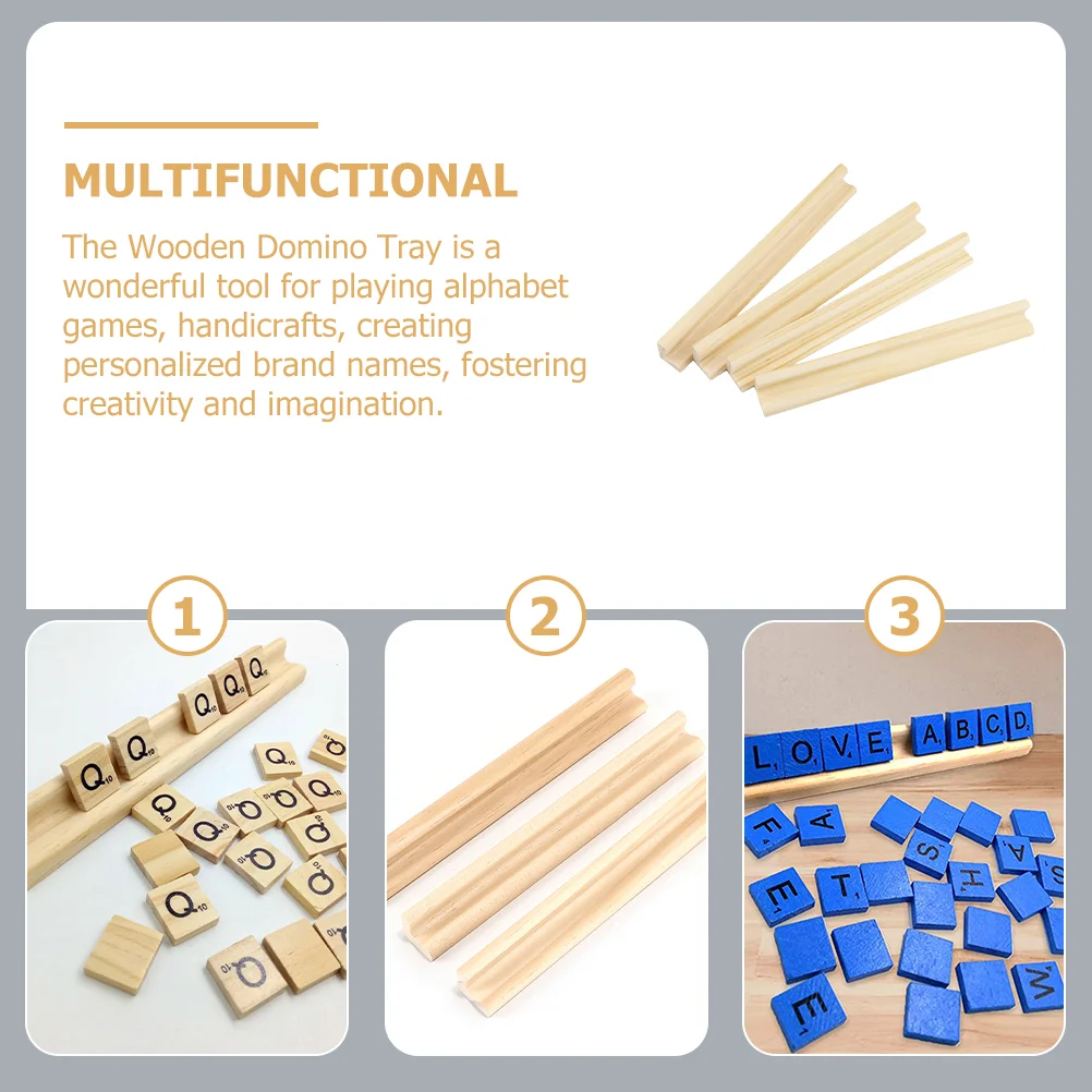 4 Pcs Woody Toy DIY Wooden Ornaments Domino Cards Game Stand Racks Displaying Base Travel