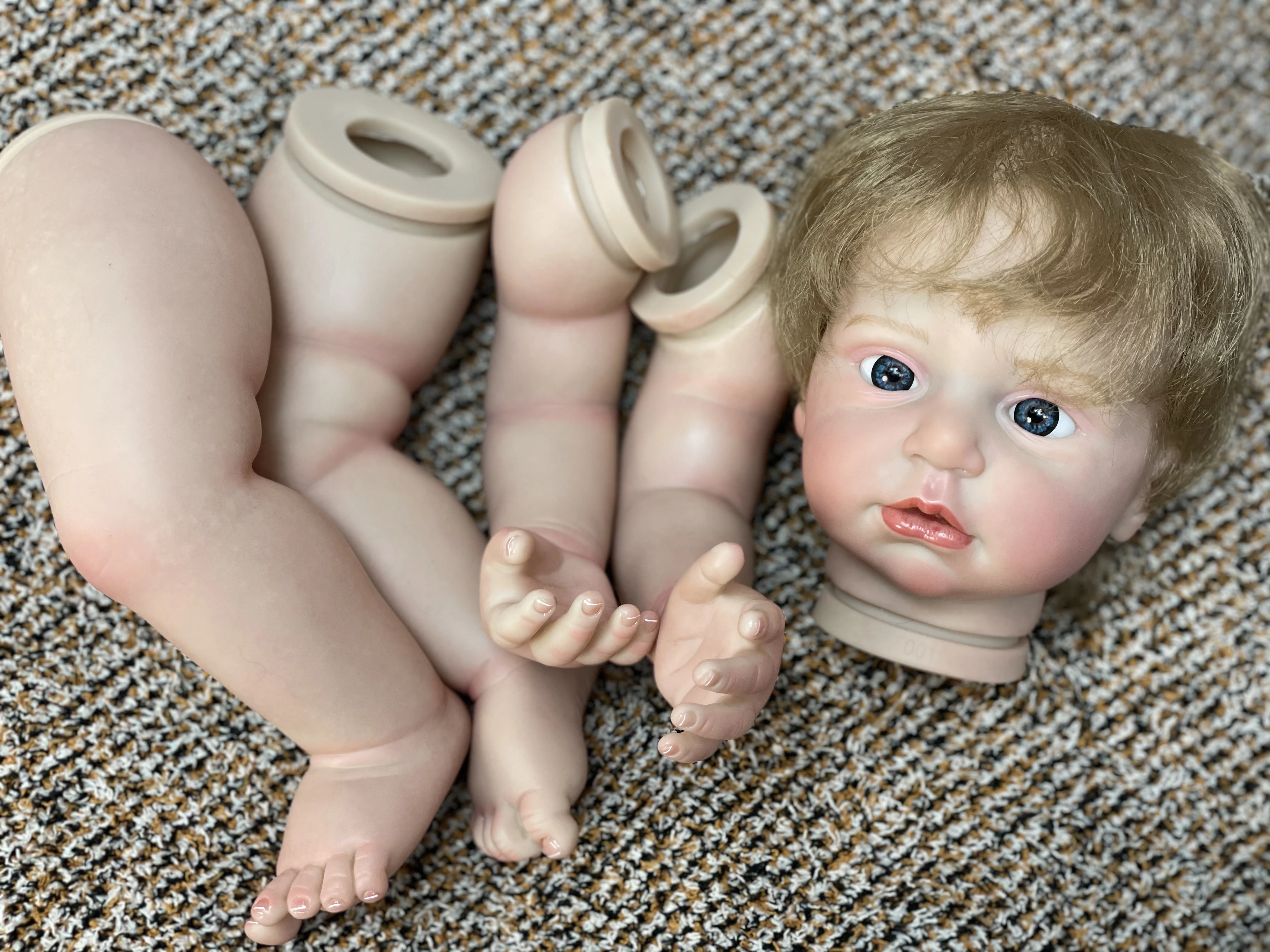 오픈 아이즈 다시 태어난 아기 인형 키트, 페인트 비비 다시 태어난 인형, DIY 부품 미완성 인형 키트, 어린이 선물, 다시 태어난 신 핀타르, 20-22 인치