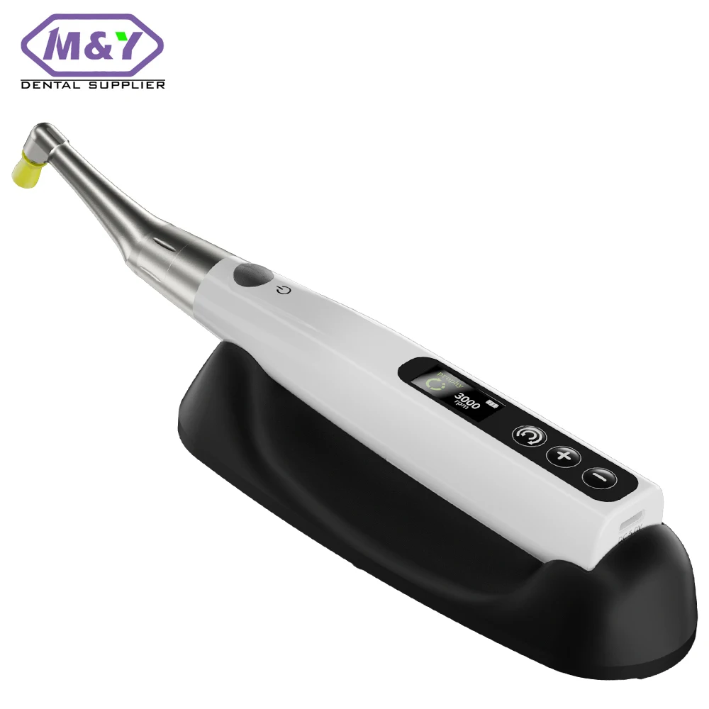 Dental Electric Polishing Motor Handpiece Wireless Prophy Motor with 4 Polisher Cups 6 Speed Ranges Rechargeable Dentistry Tools