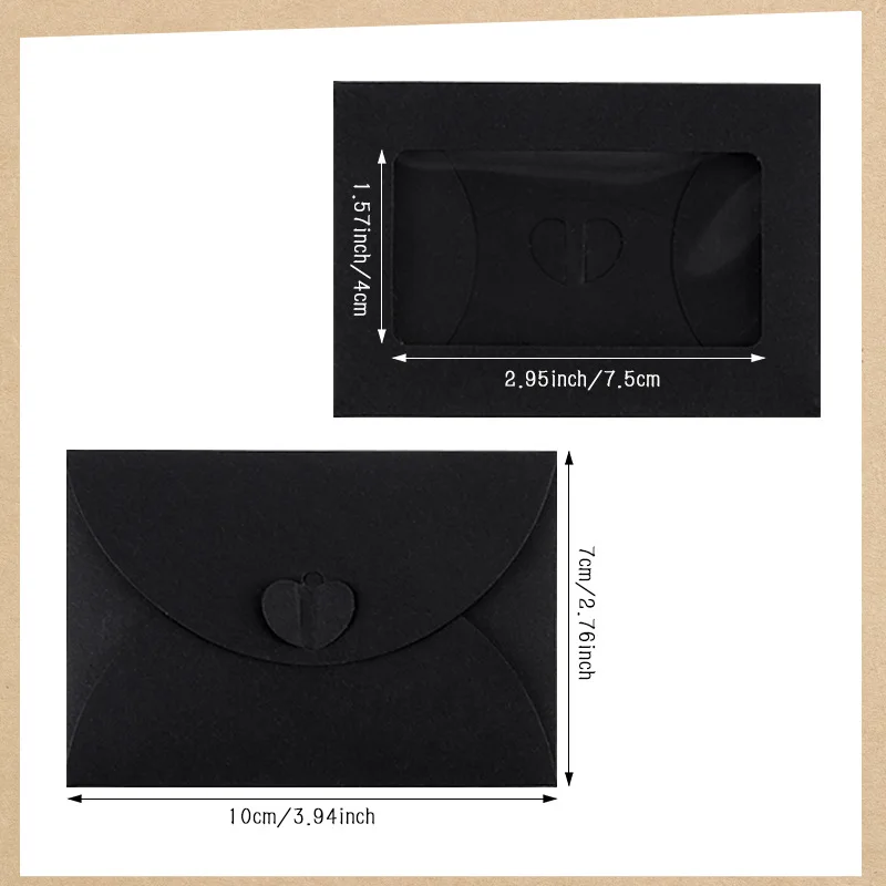 

20pcs Mini Kraft Paper Envelopes 10x7cm Small Greeting Card Envelope with Window for Name Card Letter Wedding Invitation