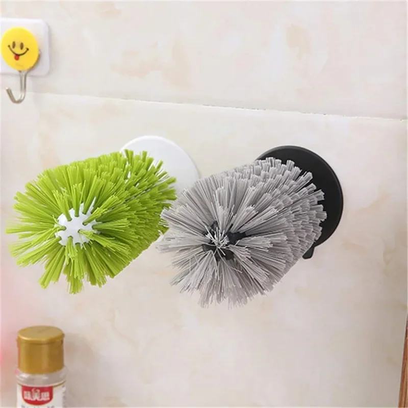 Multifunctional Kitchen Sink Cup Brushes Suction Cups Scrubber Tools Upright Stability Glass Bottles Brush Wine Cup Clean Brush