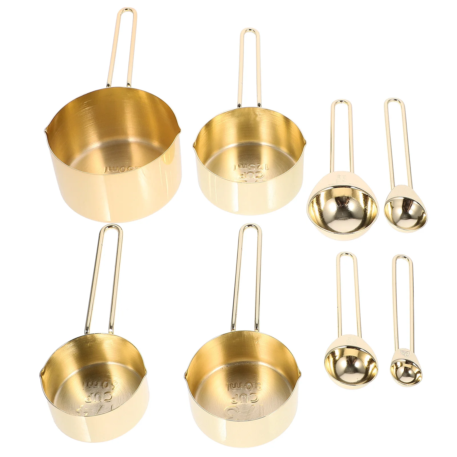 

1 Set Stainless Steel Cups Spoons Baking Measuring Spoons Set Stackable Kitchen Measuring Tools For Coffee Sugar Tea Leaves