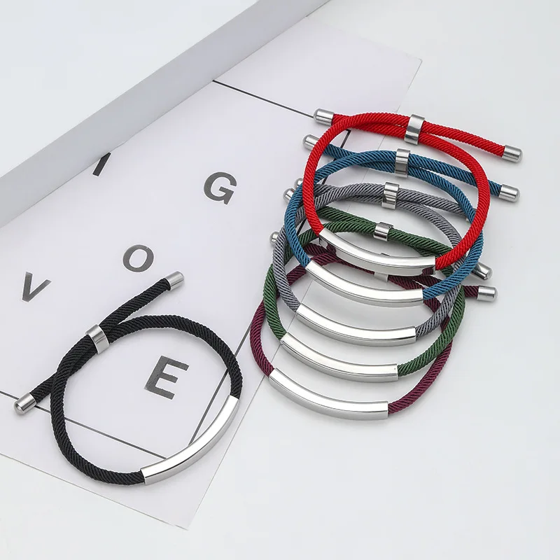 Personalized Multiple Colors Braided Rope Bracelet For Men Women Custom Engrave Name Date Adjusted Chain Jewelry Gift Daily Wear