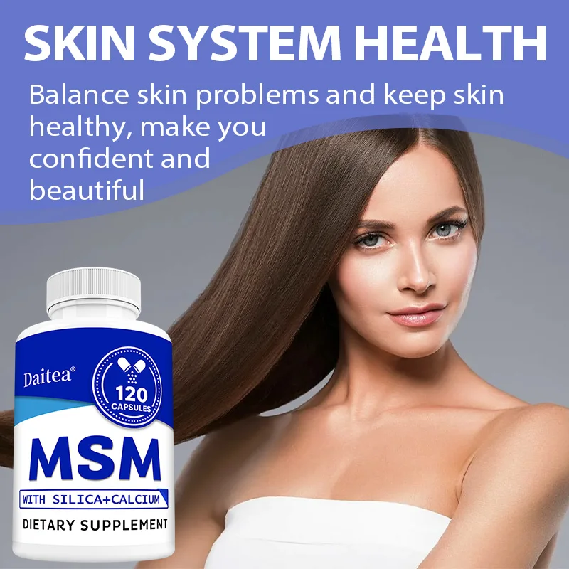 MSM-Ergänzungskapseln – mit Kalzium, unterstützt Gelenkgesundheit und Mobilität, fördert gesunde Haare und Nägel, gentechnikfrei