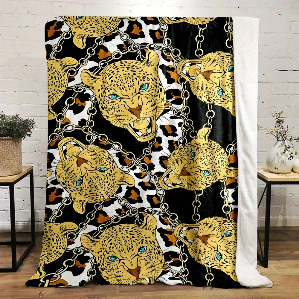 

Soft Cozy Leopard Print Flannel Throw Blanket Reversible AllSeason Comfort for Bed Sofa Camping or Travel