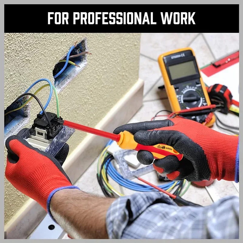 10Pcs 교환 가능한 블레이드 VDE 절연 스크루 드라이버 세트 케이스 자기 500V 가정 및 전문 사용 전기 도구