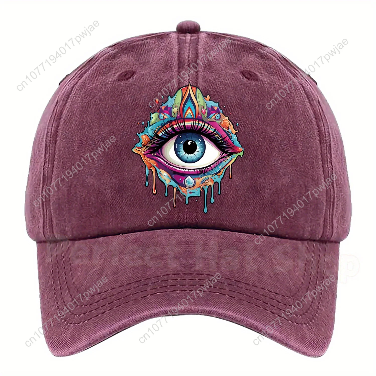 قبعة بيسبول بتصميم عين فنية - قبعة Snapback قابلة للتعديل، بوليستر مسامي، رمز مطبوع نابض بالحياة للبصر، الإبداع، إيمو #4