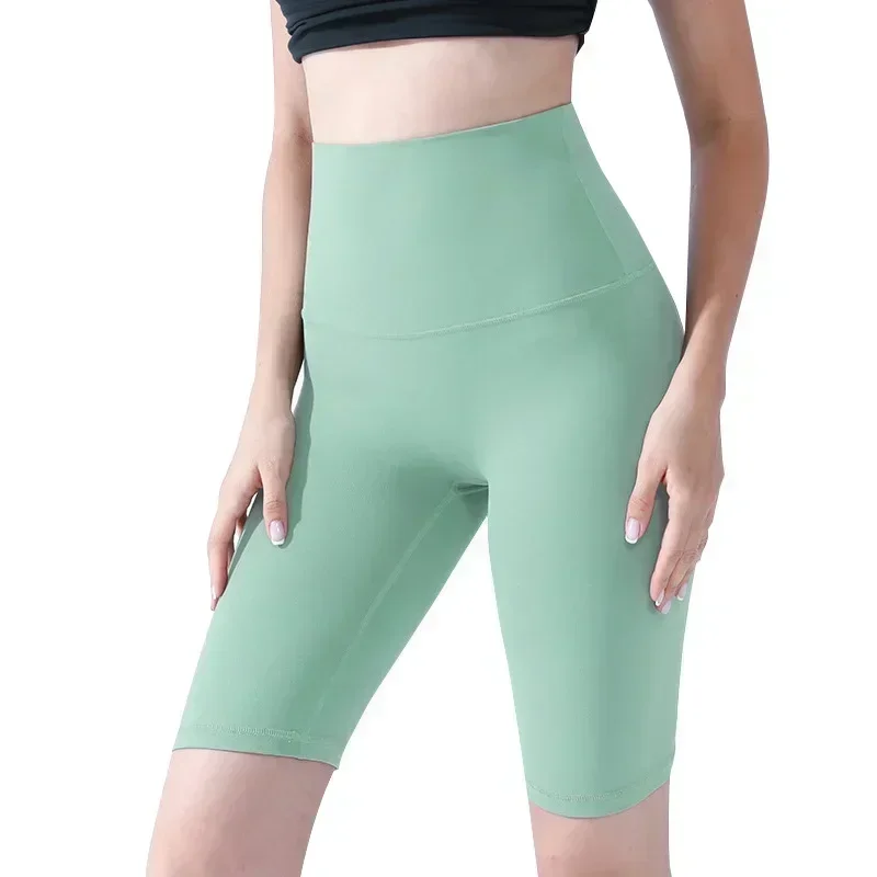 Pantalones cortos de Yoga sin línea en T de Color sólido, pantalones de Yoga de cinco puntos, elásticos, ajustados, ejercicio, Fitness, primavera y verano, nuevo