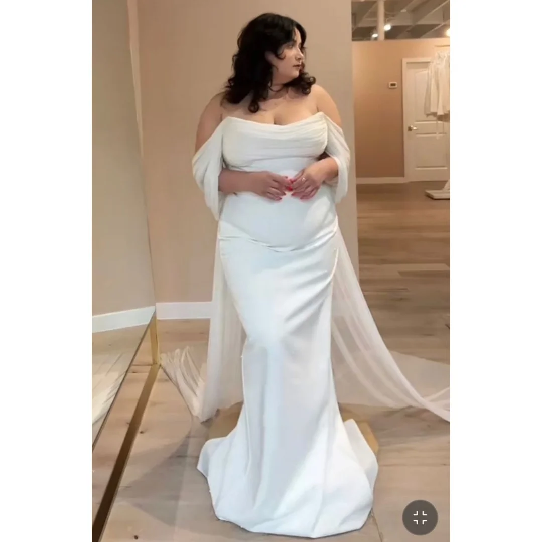 

Mermaid Wedding Dresses Plus Size Off the Shoulder Vestido de Novia Elegant Reception Gown with Wrap Customized Robe De Soirée