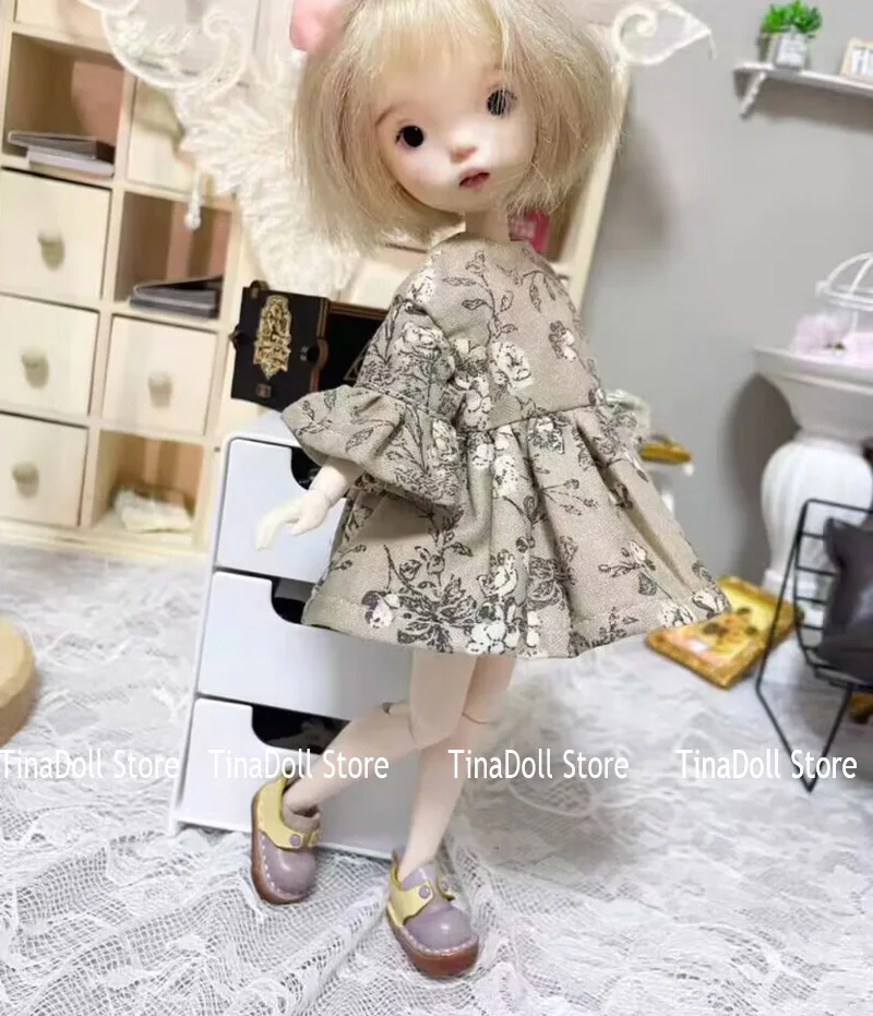 

（TinaDoll Store) rural style floral one-piece dress for Landazz Landoudou/Blythe/ob22/ob24 Doll