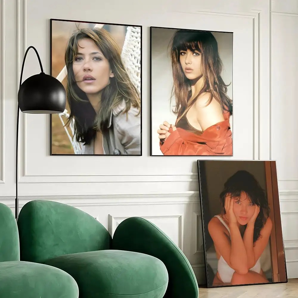 French Actress S-Sophie Marceau Poster Waterproof Wall Art Sticker for Home Bar Decoration, Self-Adhesive Room Wall Decor Mural