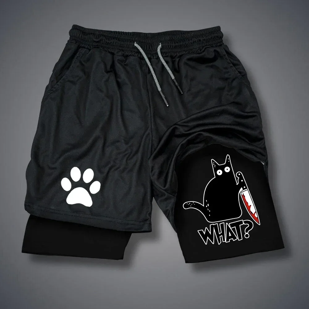 

2025 Double-layer integrated dog print shorts animal pattern sportswear fitness cry quick dry fitness