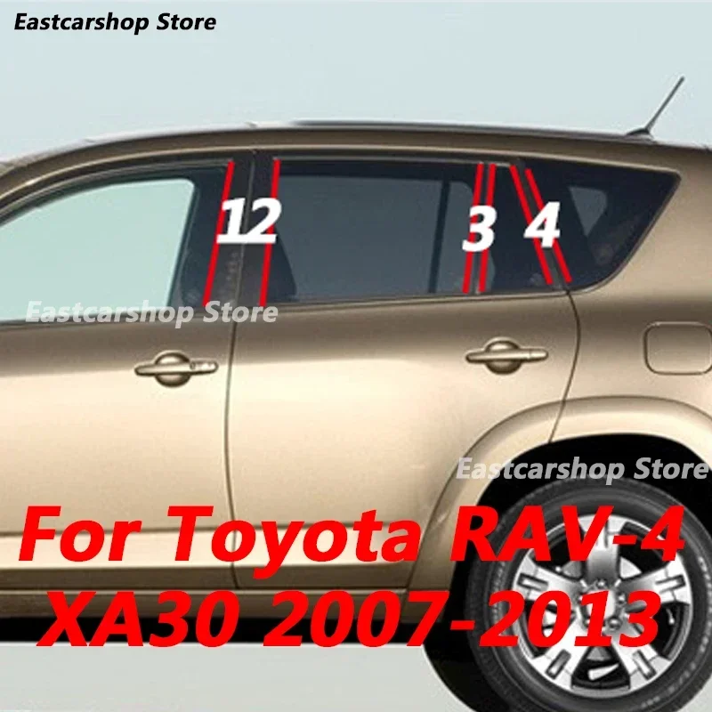 

For Toyota RAV4 RAV-4 XA30 2007-2013 Car Door Central Window Middle Column Strip PC B C Pillar Cover Decorative Accessories