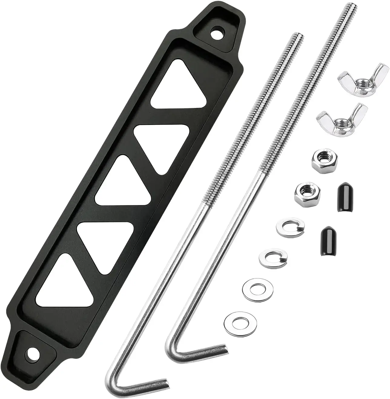 Battery Hold Down Sets,With Billet Aluminum Battery Tie Down Bracket and 18-8(304) Stainless Steel J bolts