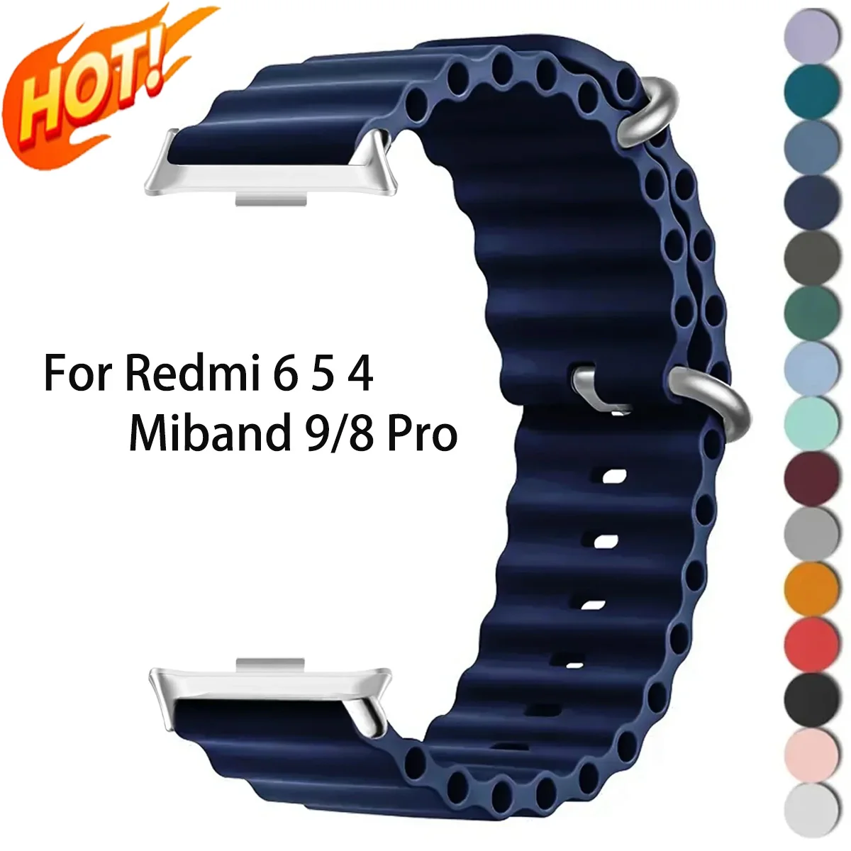 Hot Ocean Silikonarmband für Xiaomi Redmi Watch 6 5 4 Ersatzarmband Metallarmband für Xiaomi Mi Band 8/9Pro Band