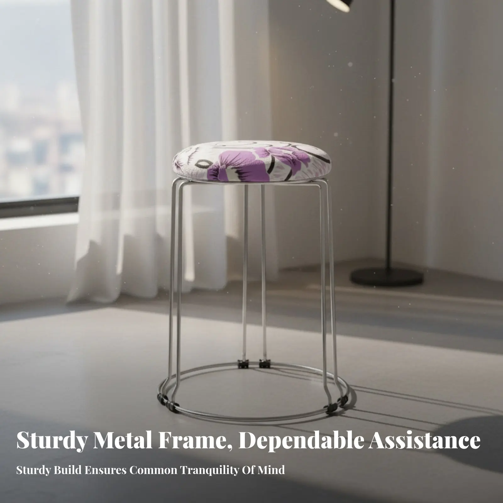 

Paw Print Padded Stool Stackable Dining Chair Faux-Leather pad Space Saving for Families, Adults, Bedroom