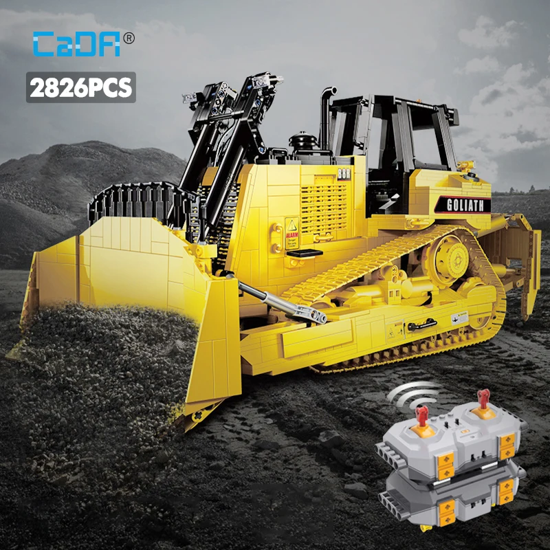 Cada 2826Pcs City Remote Control Engineering Vehicle DIY Building Blocks RC Heavy Bulldozer Bricks For Kids Toys Gift