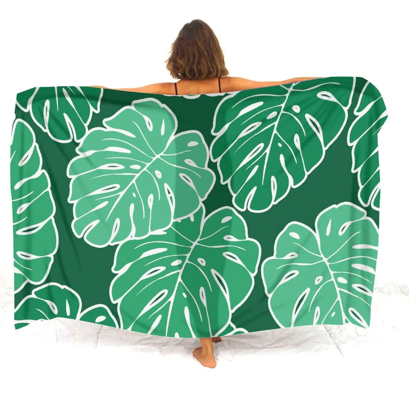 Polynesian Summer Ladies Sarong Floral Print Soft Shawl Comfortable Holiday Bikini Coat Custom Pattern Text Logo image 4